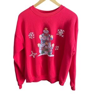 1990s Vintage Fashion Gear Red Sweatshirt USA Made Crewneck XL Handmade Snowman